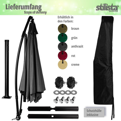 STILISTA Zweefparasol met LED Ø 300 cm Rood