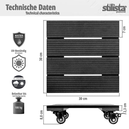 STILISTA Plantentrolley vierkant Bruin