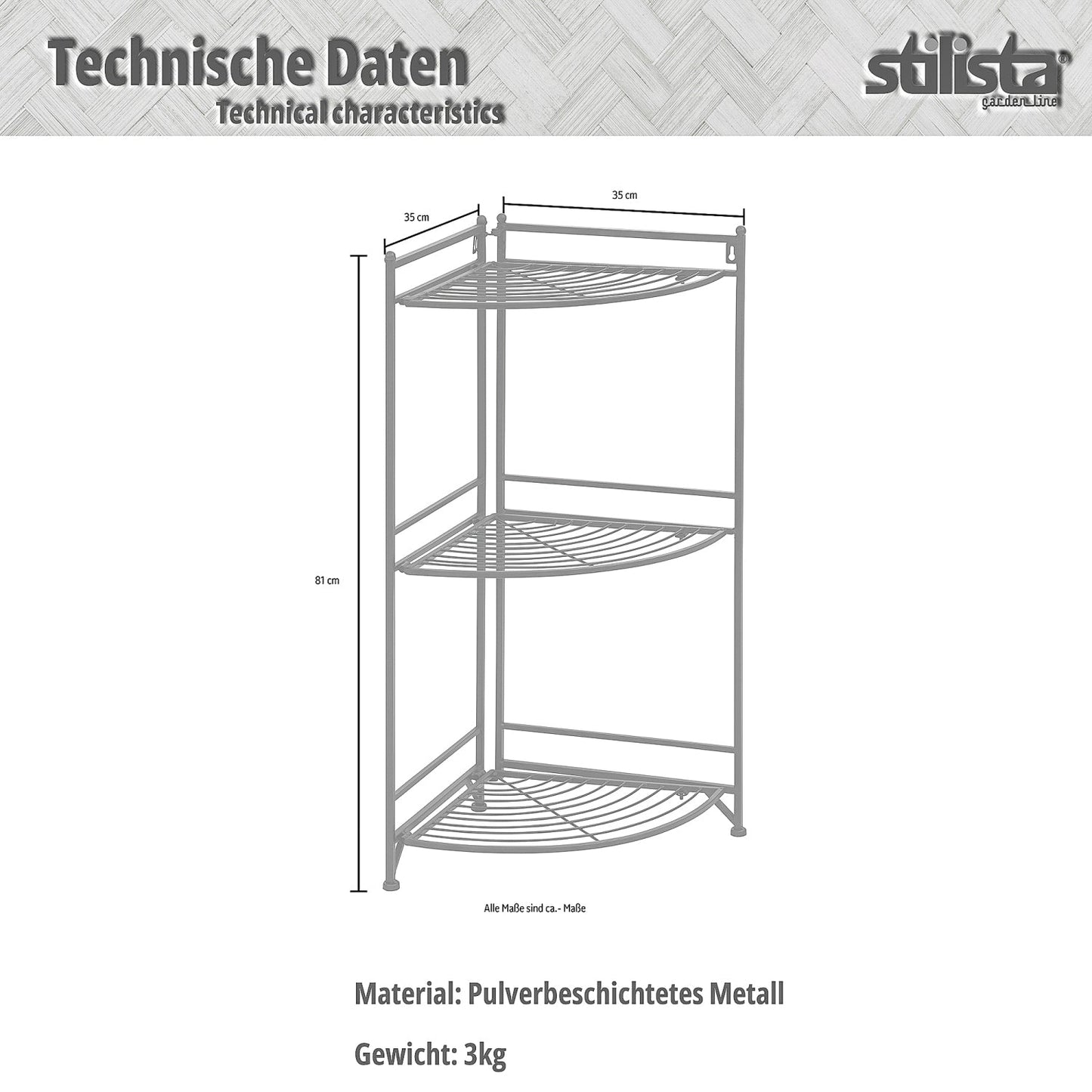 STILISTA Planten hoekstandaard 3 Planken