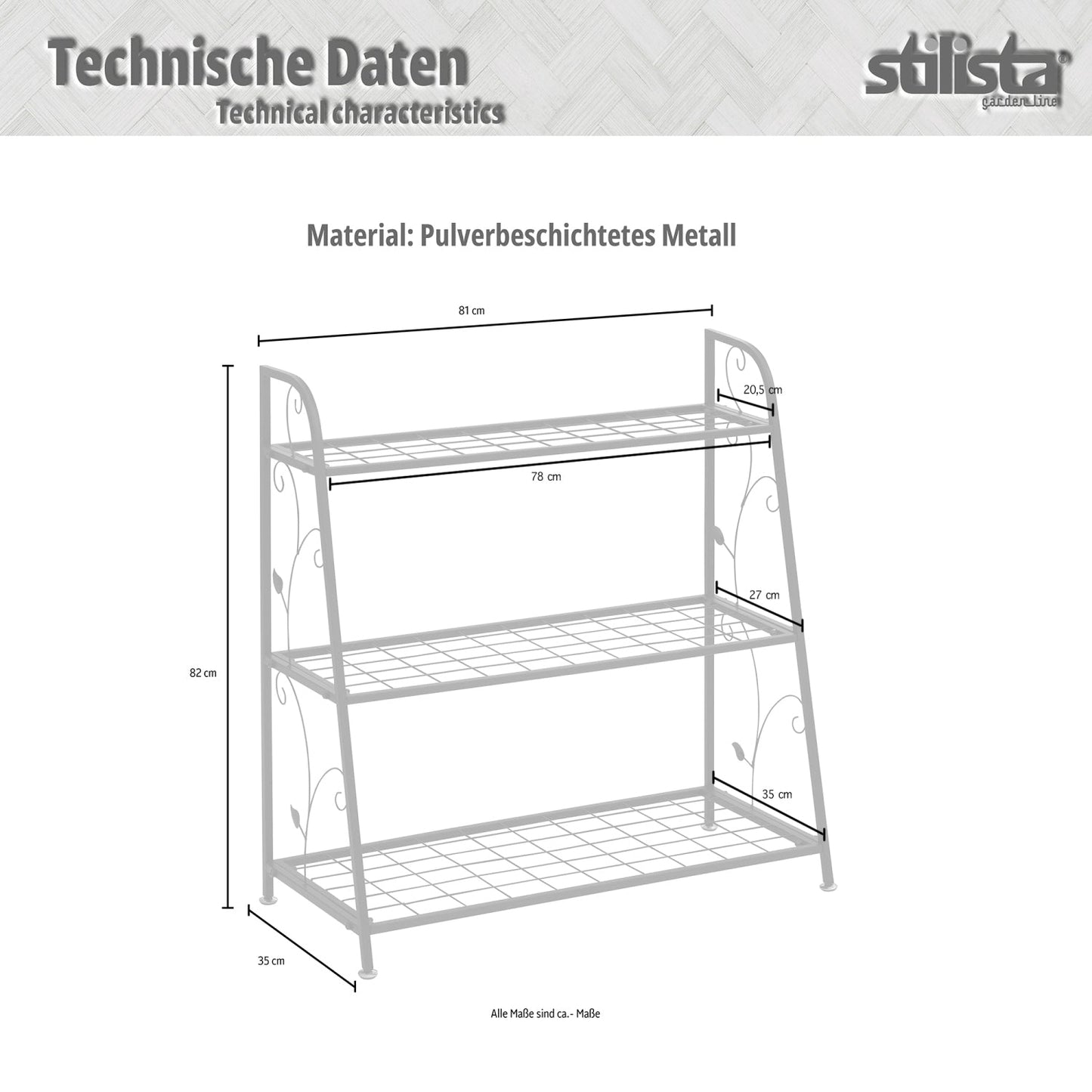 STILISTA Planten standaard 3 Planken