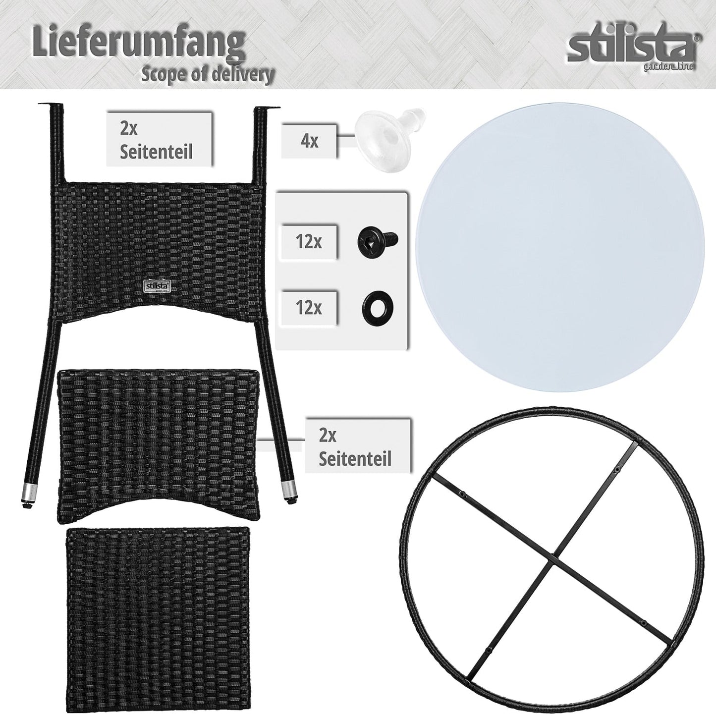 STILISTA Polyrattan Bijzettafel Ø 60 cm Zwart