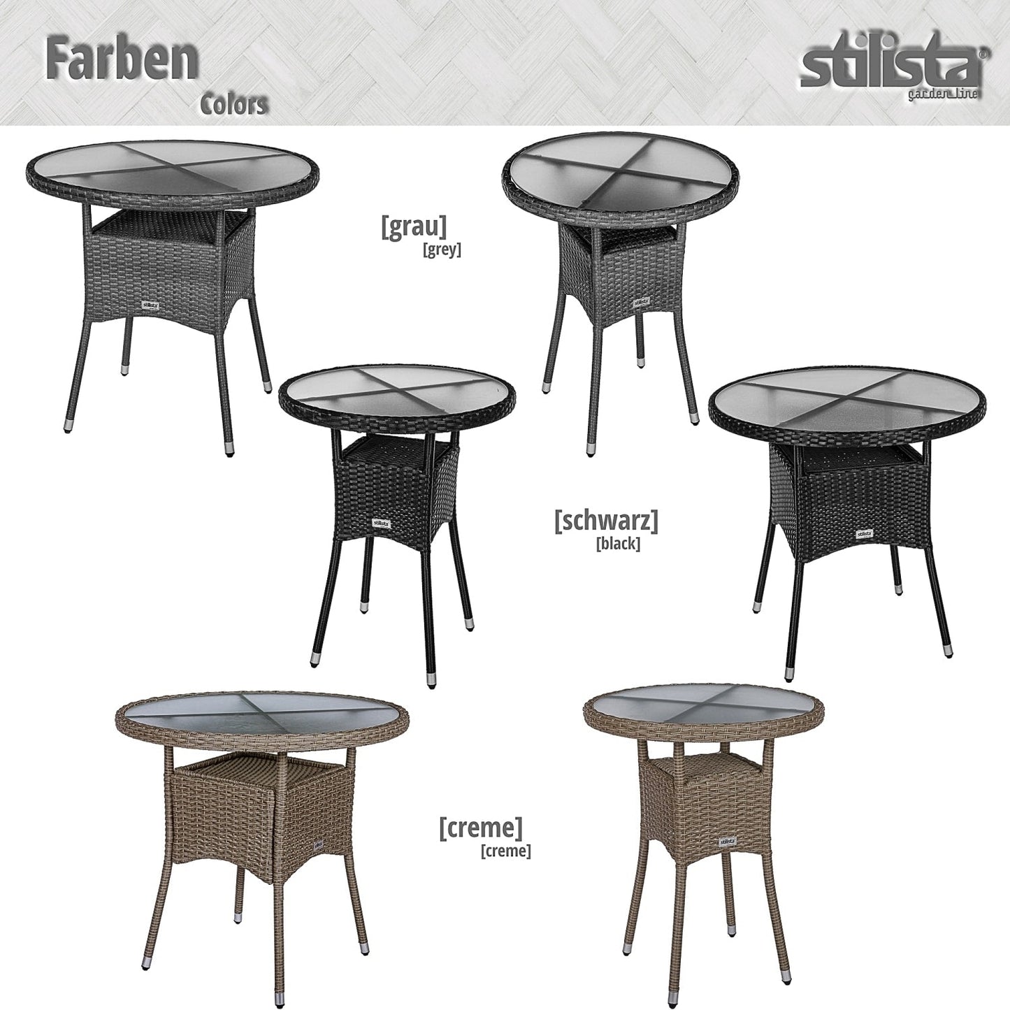 STILISTA Polyrattan Bijzettafel Ø 60 cm Zwart