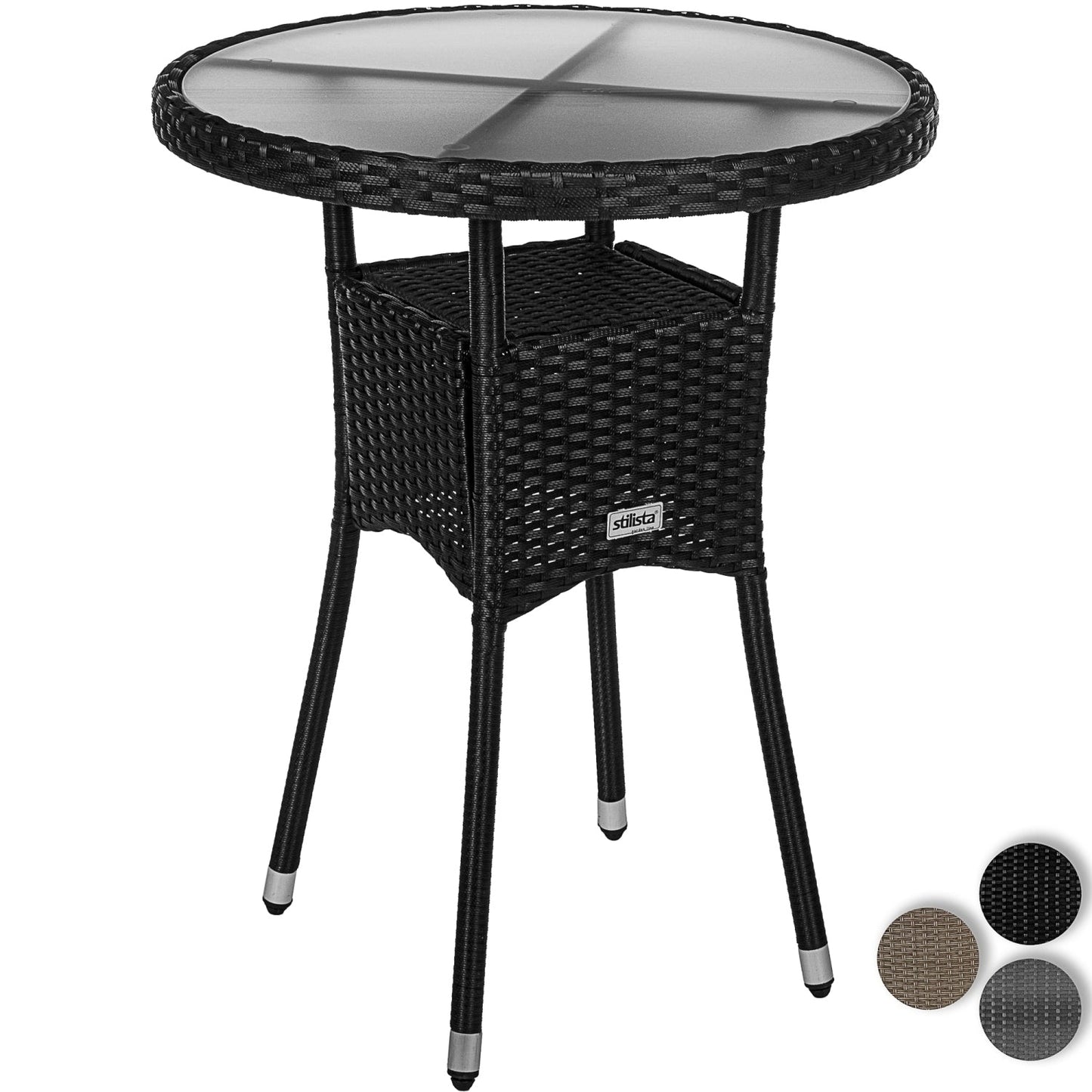 STILISTA Polyrattan Bijzettafel Ø 60 cm Zwart