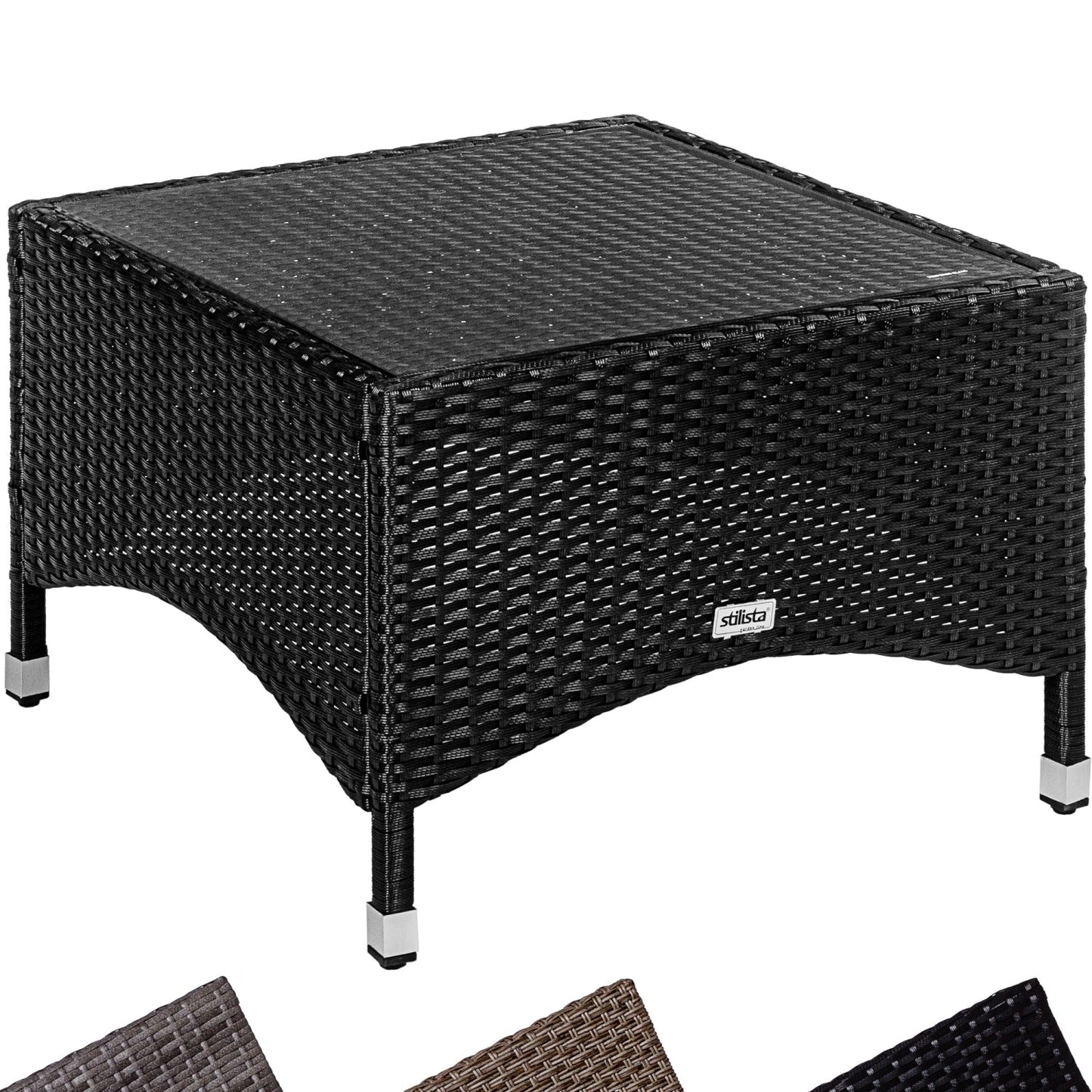 STILISTA Polyrattan Bijzettafel 58 x 58 cm Zwart