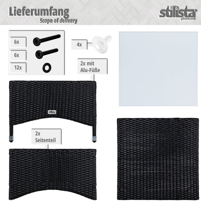 STILISTA Polyrattan Bijzettafel 58 x 58 cm Zwart