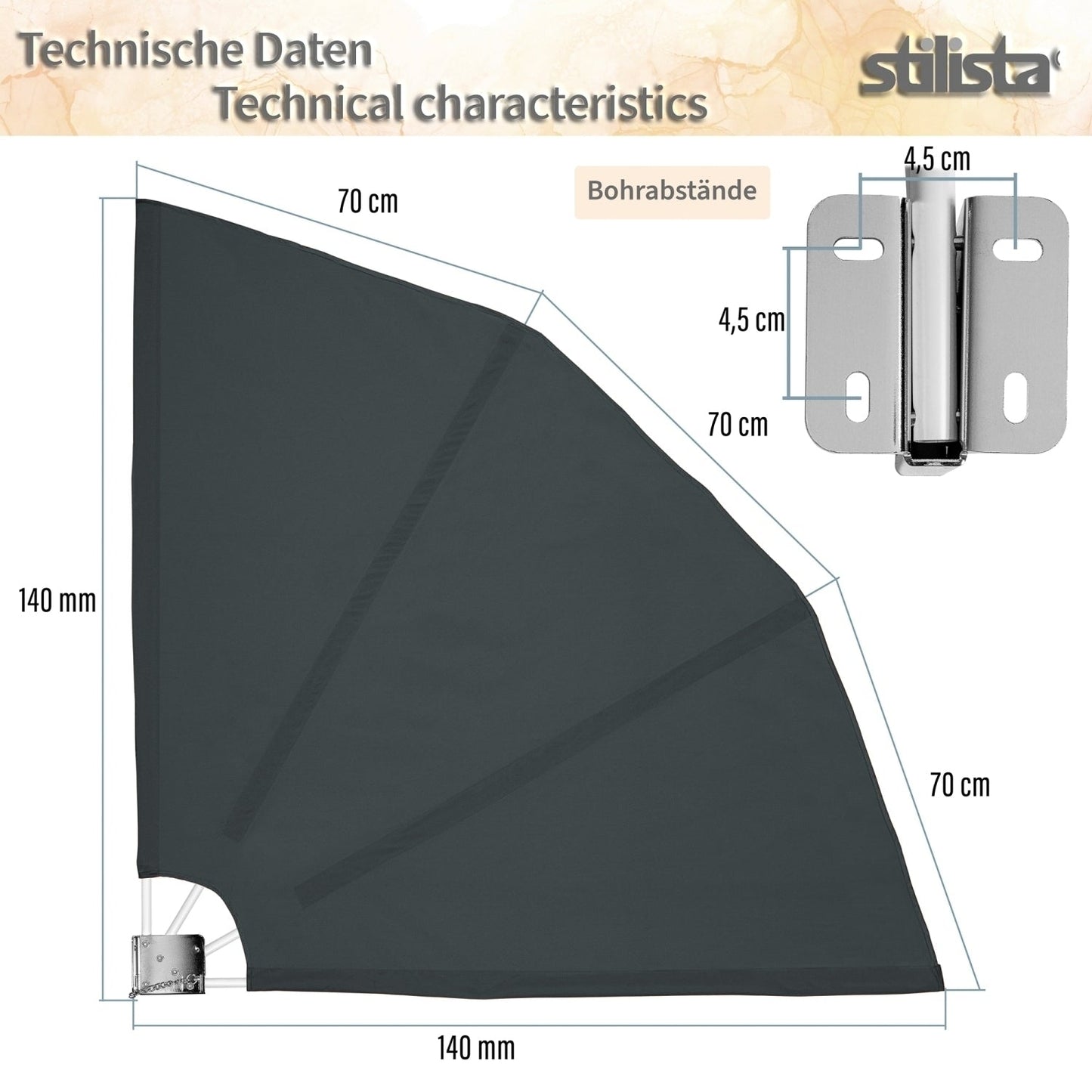 STILISTA Balkonscherm set van 2 140 x 140 cm Bruin