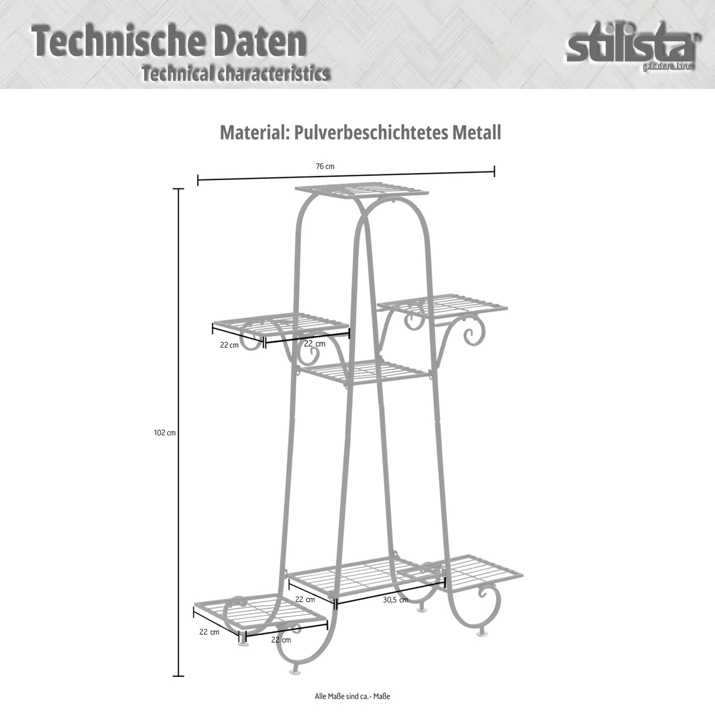 STILISTA Planten standaard 7 Planken