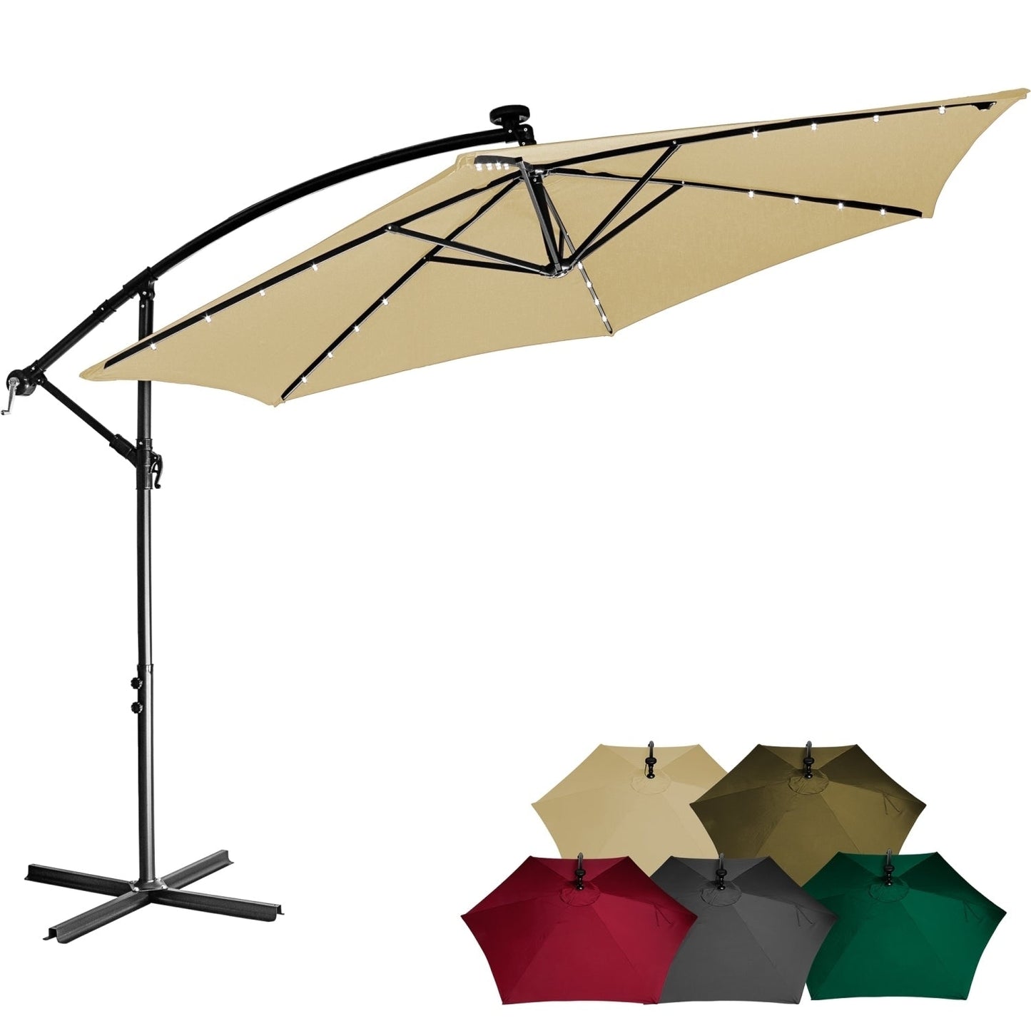 STILISTA Zweefparasol met LED Ø 350 cm Beige