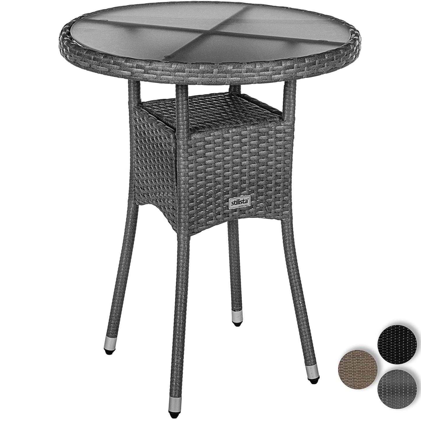 STILISTA Polyrattan Bijzettafel Ø 60 cm Grijs