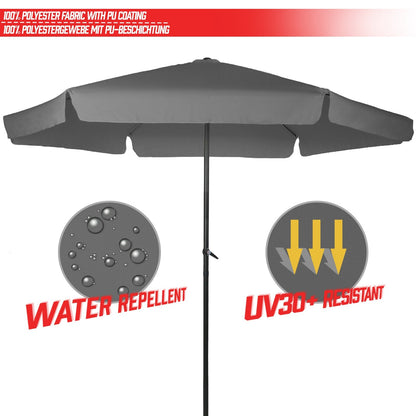 Miadomodo Parasol Ø 3 m Donkergrijs