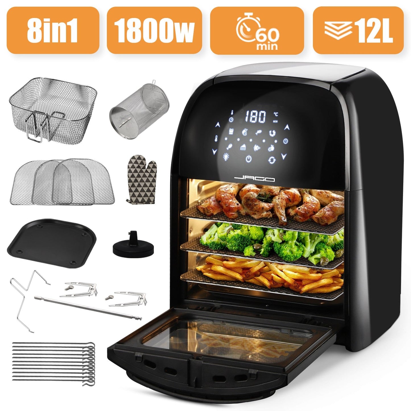 Jago Airfryer 12L zwart