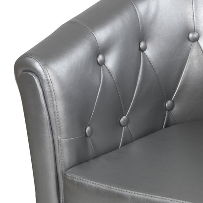 Miadomodo Chesterfield fauteuils set van 2 zilver ruitpatroon