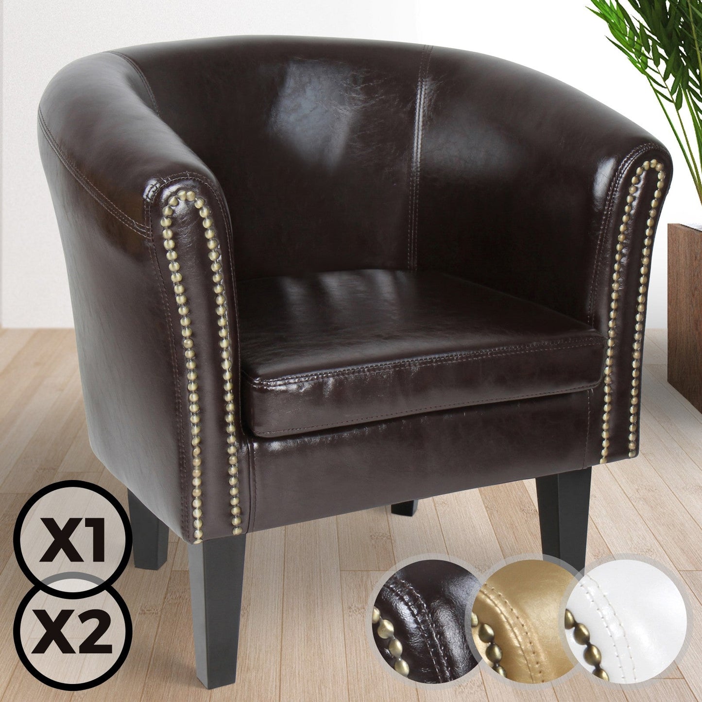 Miadomodo Chesterfield fauteuil 1 bruine decoratieve knopen