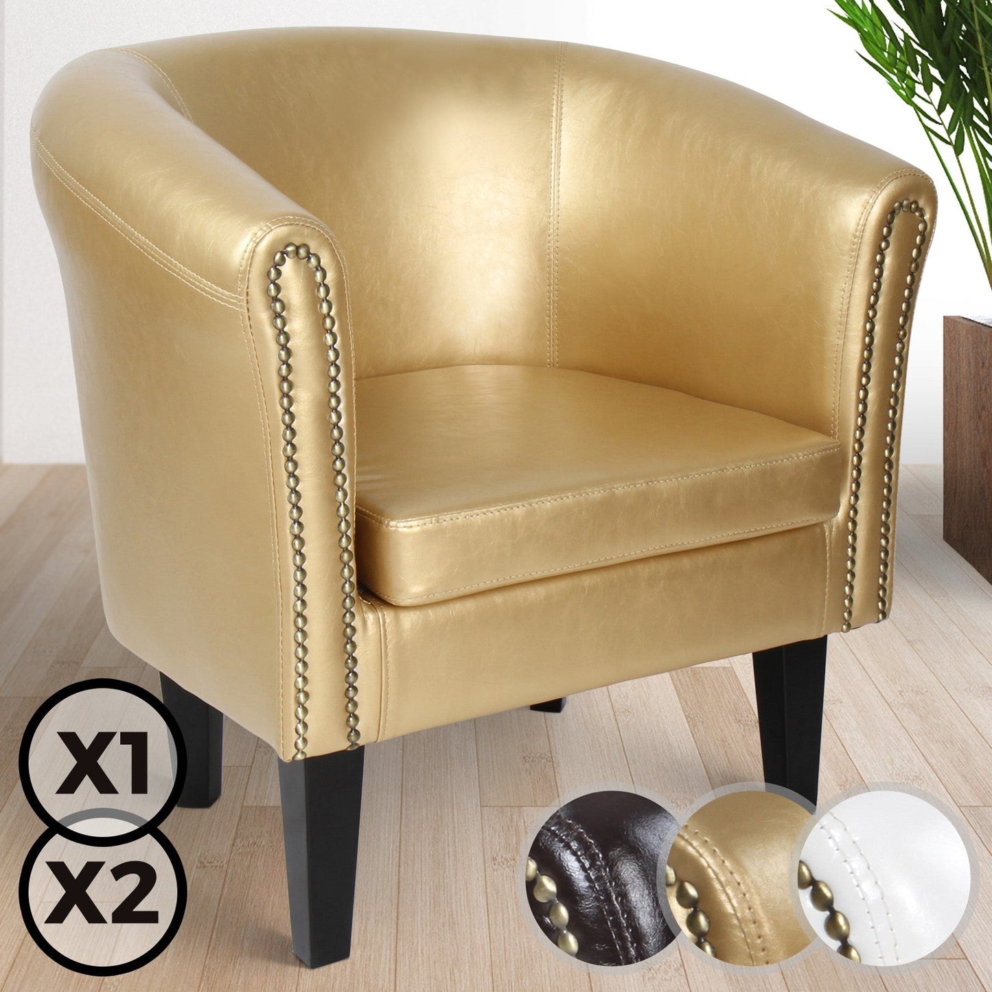 Miadomodo Chesterfield fauteuil 1 gouden sierknopen