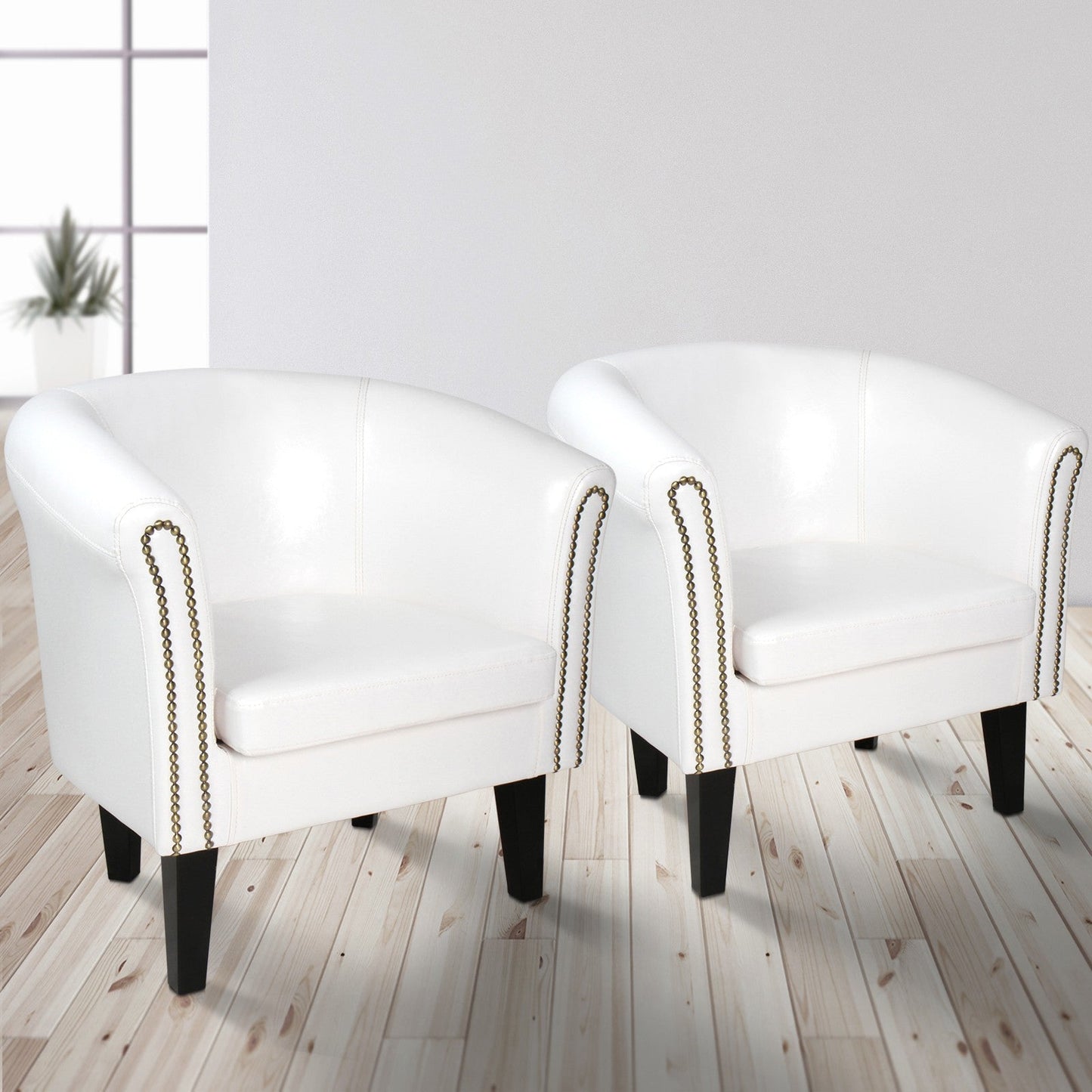 Miadomodo Chesterfield fauteuil set van 2 witte sierknopen