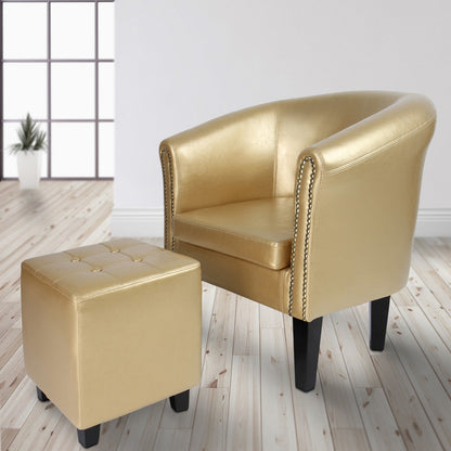 Miadomodo Chesterfield fauteuil kruk gouden decoratieve knopen