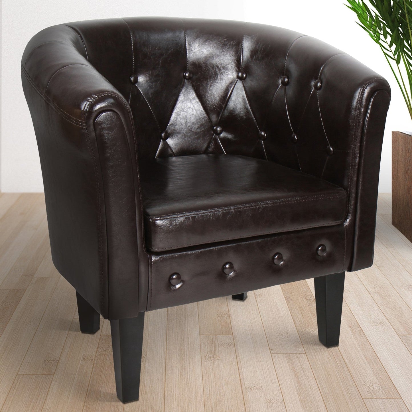 Miadomodo Chesterfield fauteuil 1 serie bruin ruitpatroon