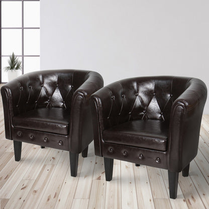 Miadomodo Chesterfield fauteuils set van 2 bruin ruitpatroon