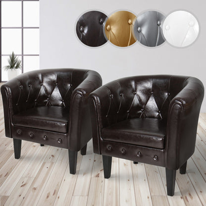 Miadomodo Chesterfield fauteuils set van 2 bruin ruitpatroon