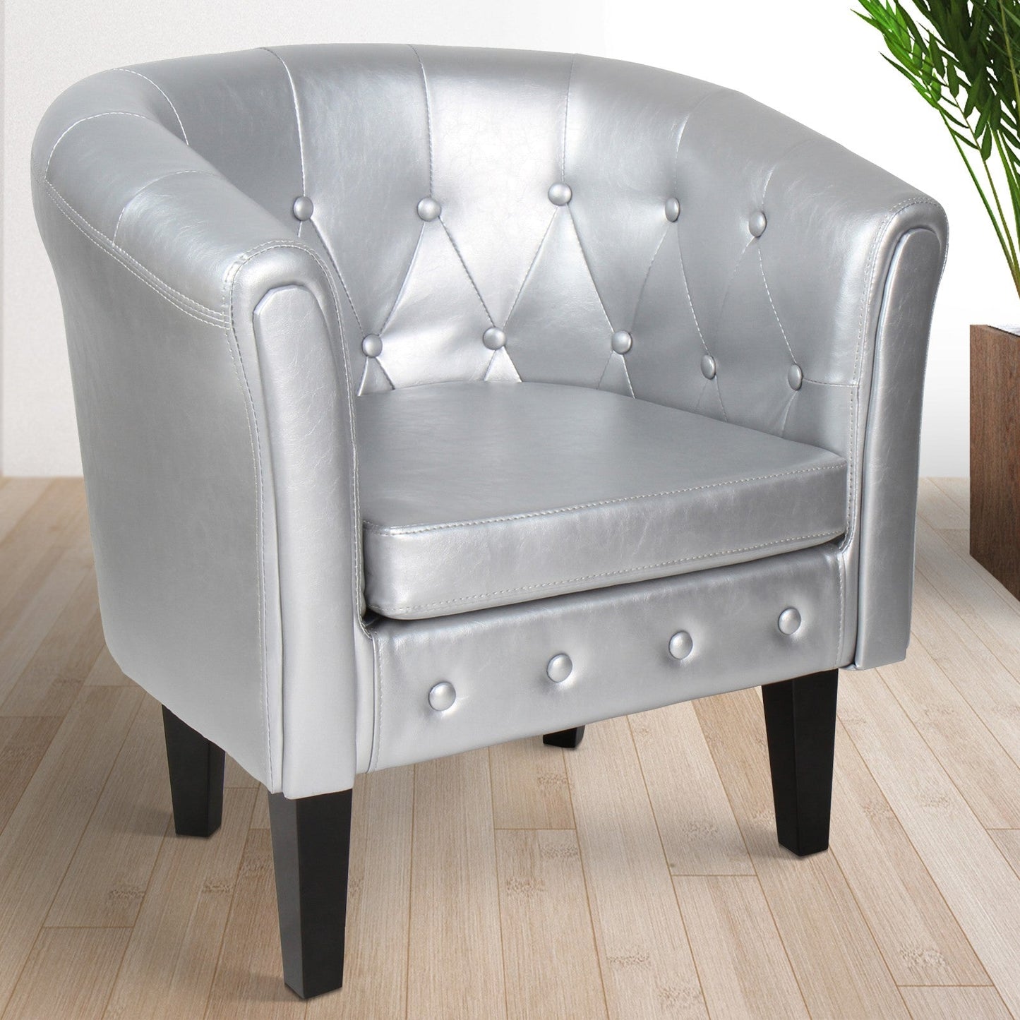 Miadomodo Chesterfield fauteuilkruk zilver ruitpatroon