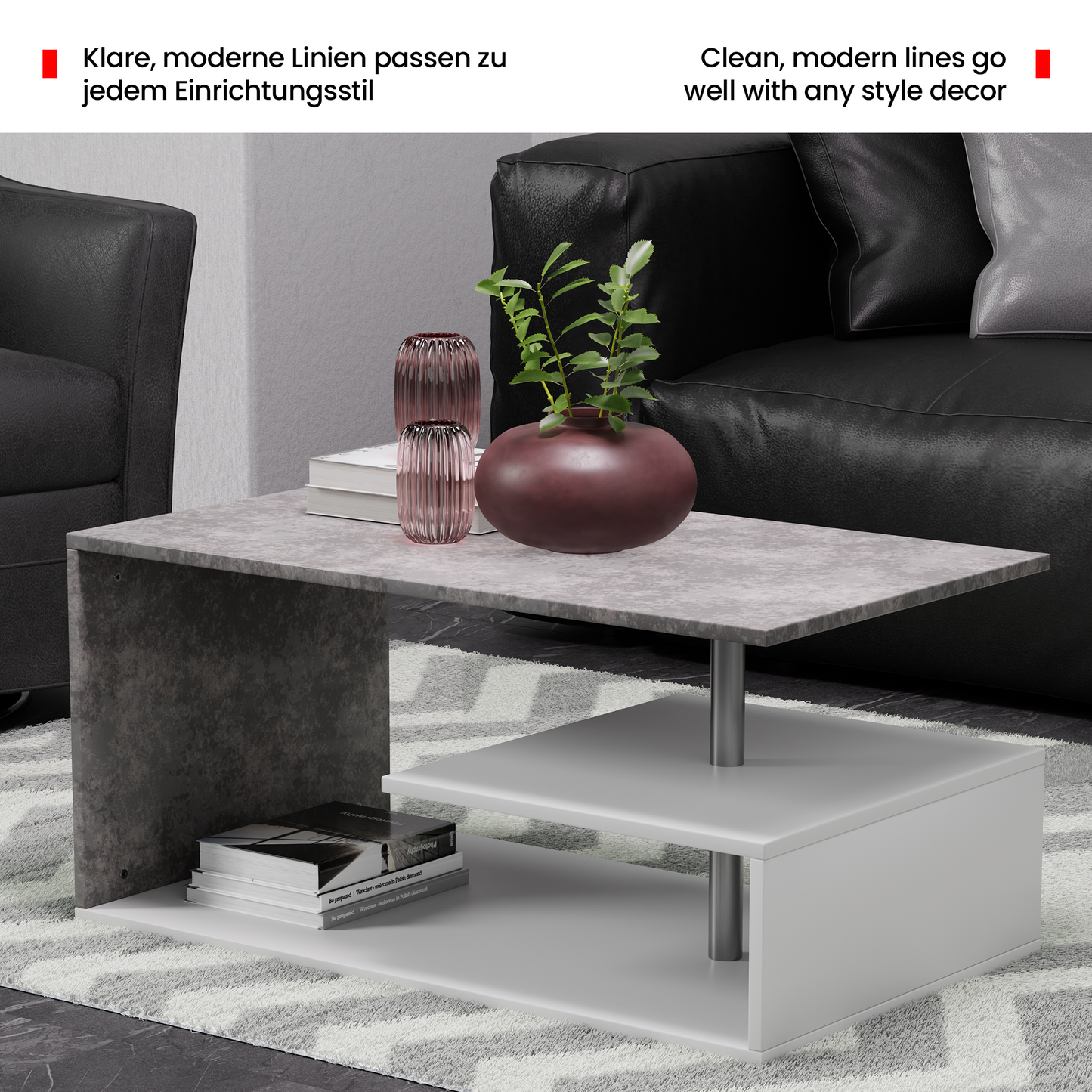 Miadomodo Salontafel - wit/betonlook