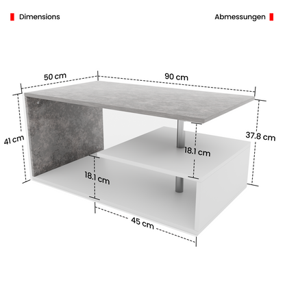 Miadomodo Salontafel - wit/betonlook