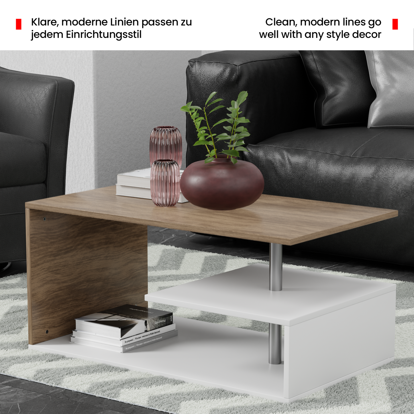 Miadomodo Salontafel - wit/eikenlook