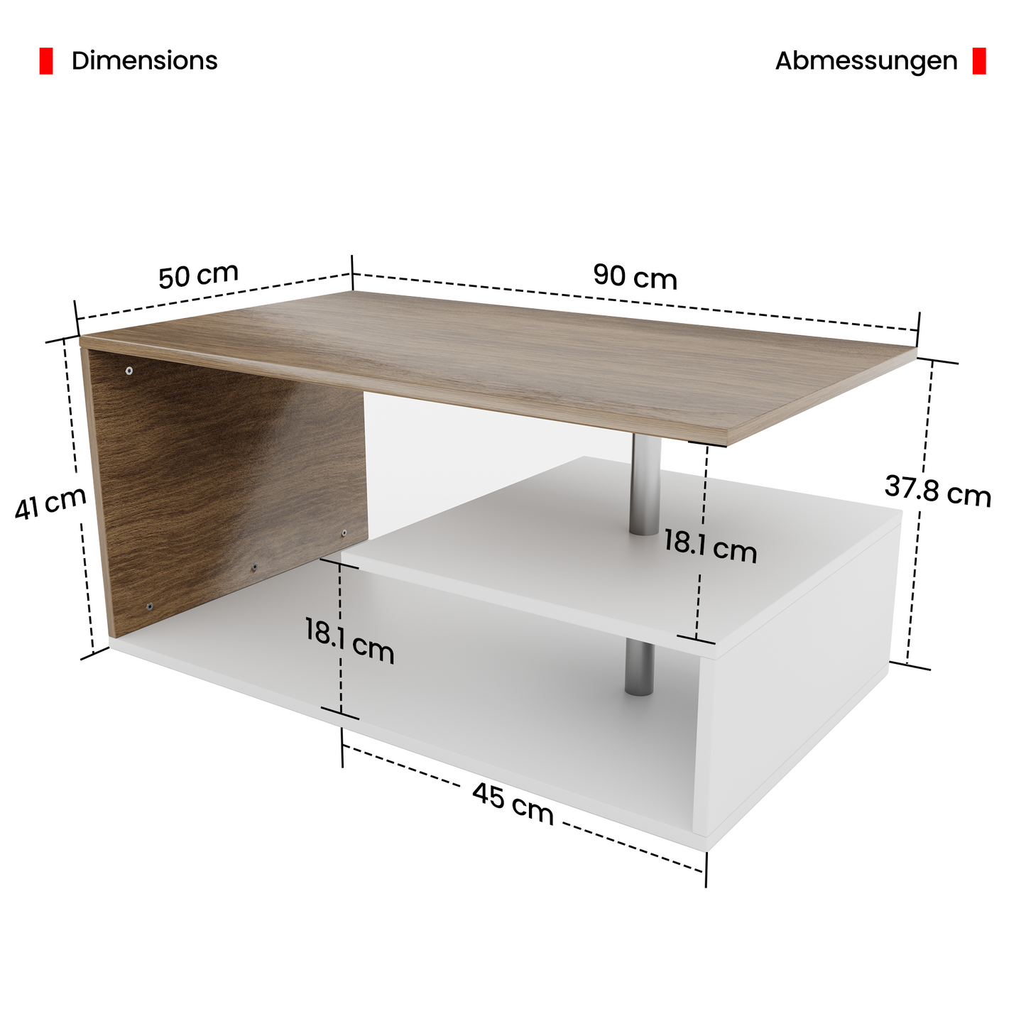 Miadomodo Salontafel - wit/eikenlook