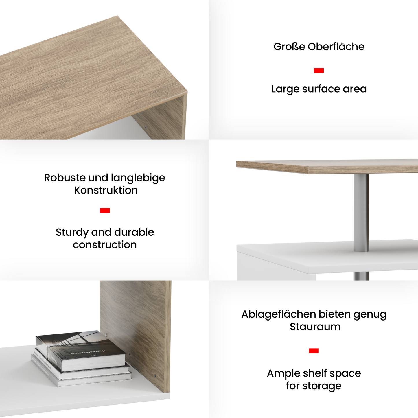 Miadomodo Salontafel - wit/eikenlook