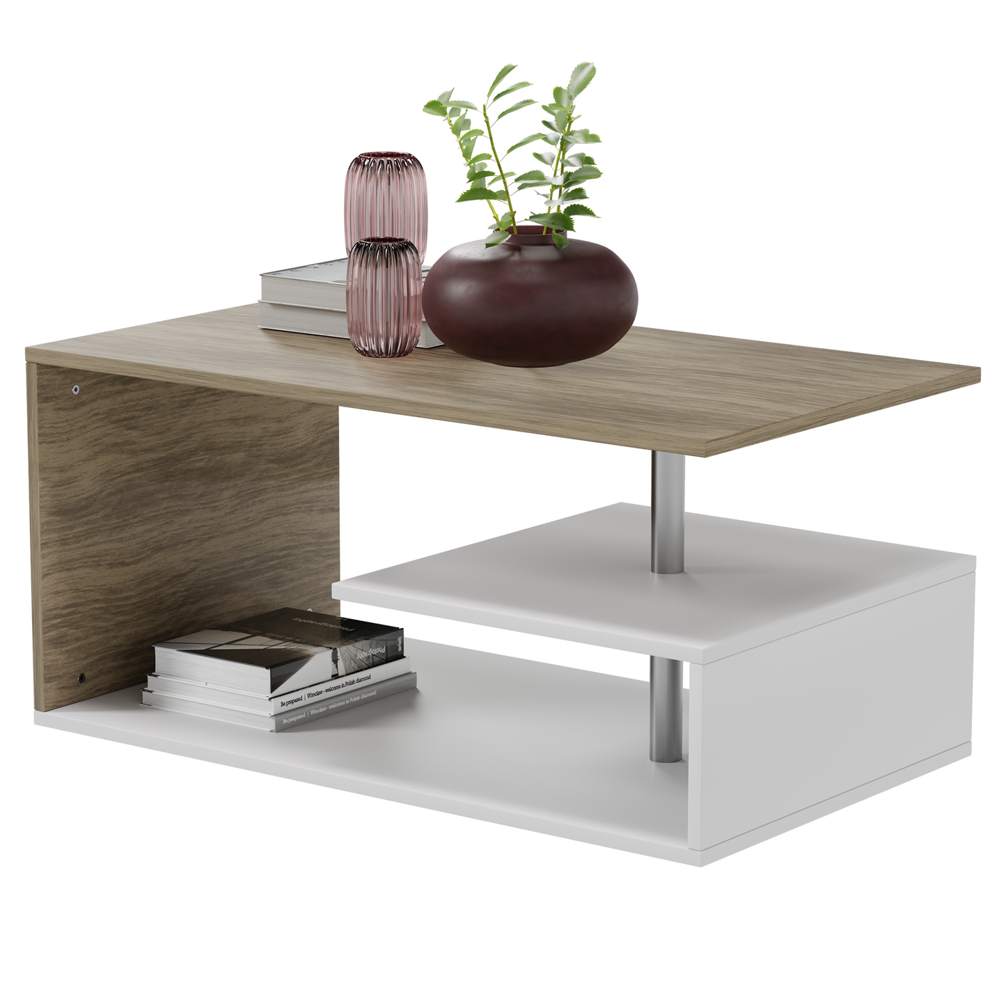 Miadomodo Salontafel - wit/eikenlook