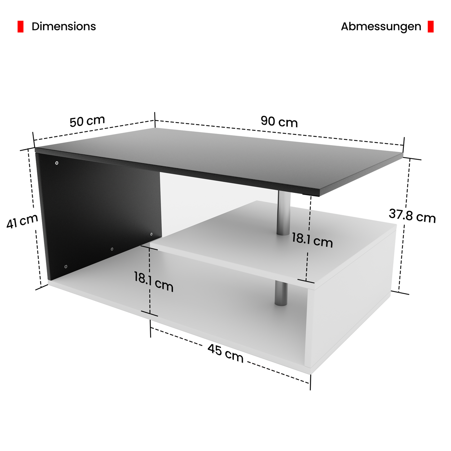 Miadomodo Salontafel - wit/donkergrijs