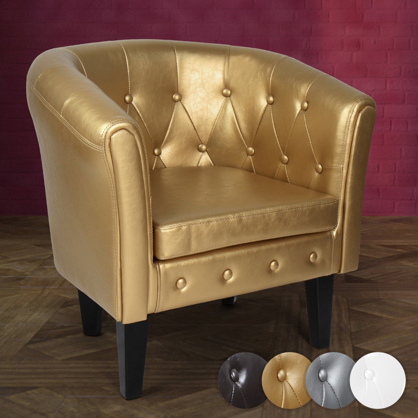 Miadomodo Chesterfield fauteuil 1 serie goud ruitpatroon