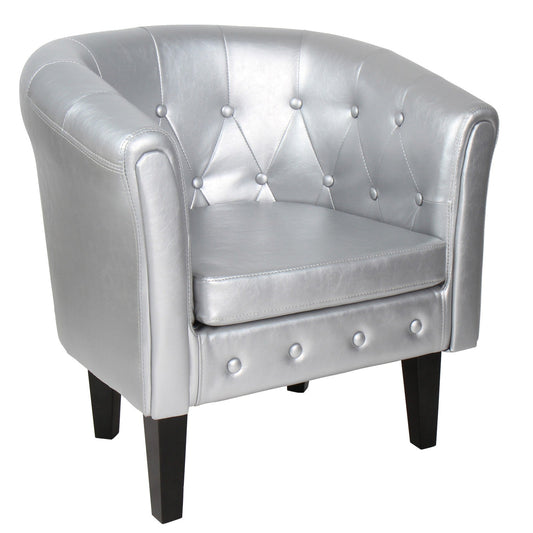 Miadomodo Chesterfield fauteuils set van 2 zilver ruitpatroon