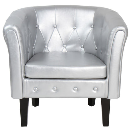 Miadomodo Chesterfield fauteuilkruk zilver ruitpatroon