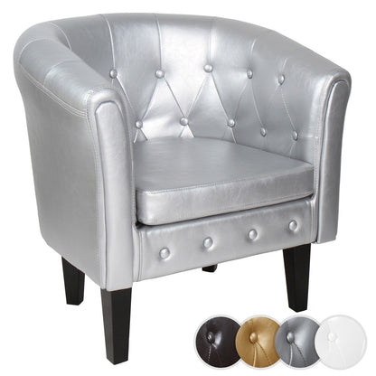 Miadomodo Chesterfield fauteuils set van 2 zilver ruitpatroon