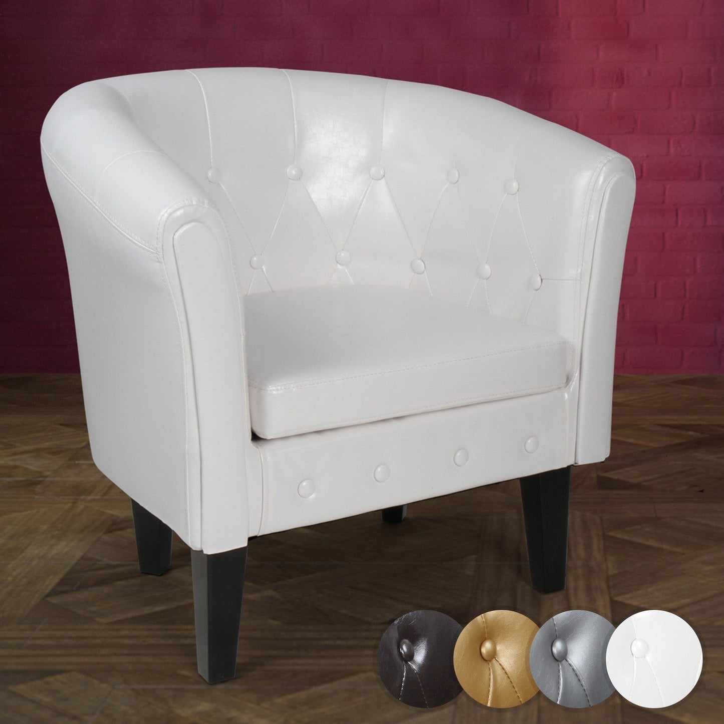 Miadomodo Chesterfield fauteuil 1 wit ruitpatroon