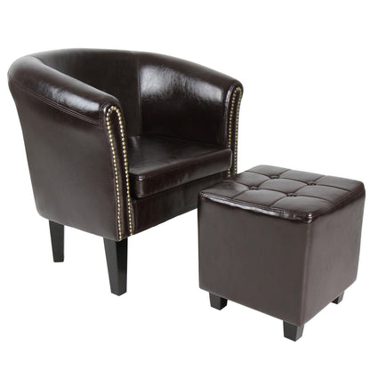 Miadomodo Chesterfield fauteuil kruk bruin decoratieve knopen