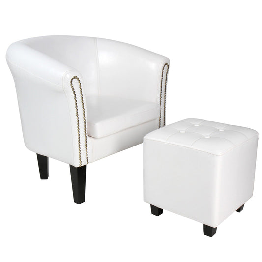 Miadomodo Chesterfield fauteuil kruk witte decoratieve knopen