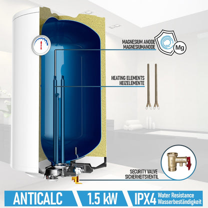 Aquamarin Anticalc warmwatertank 100L wit