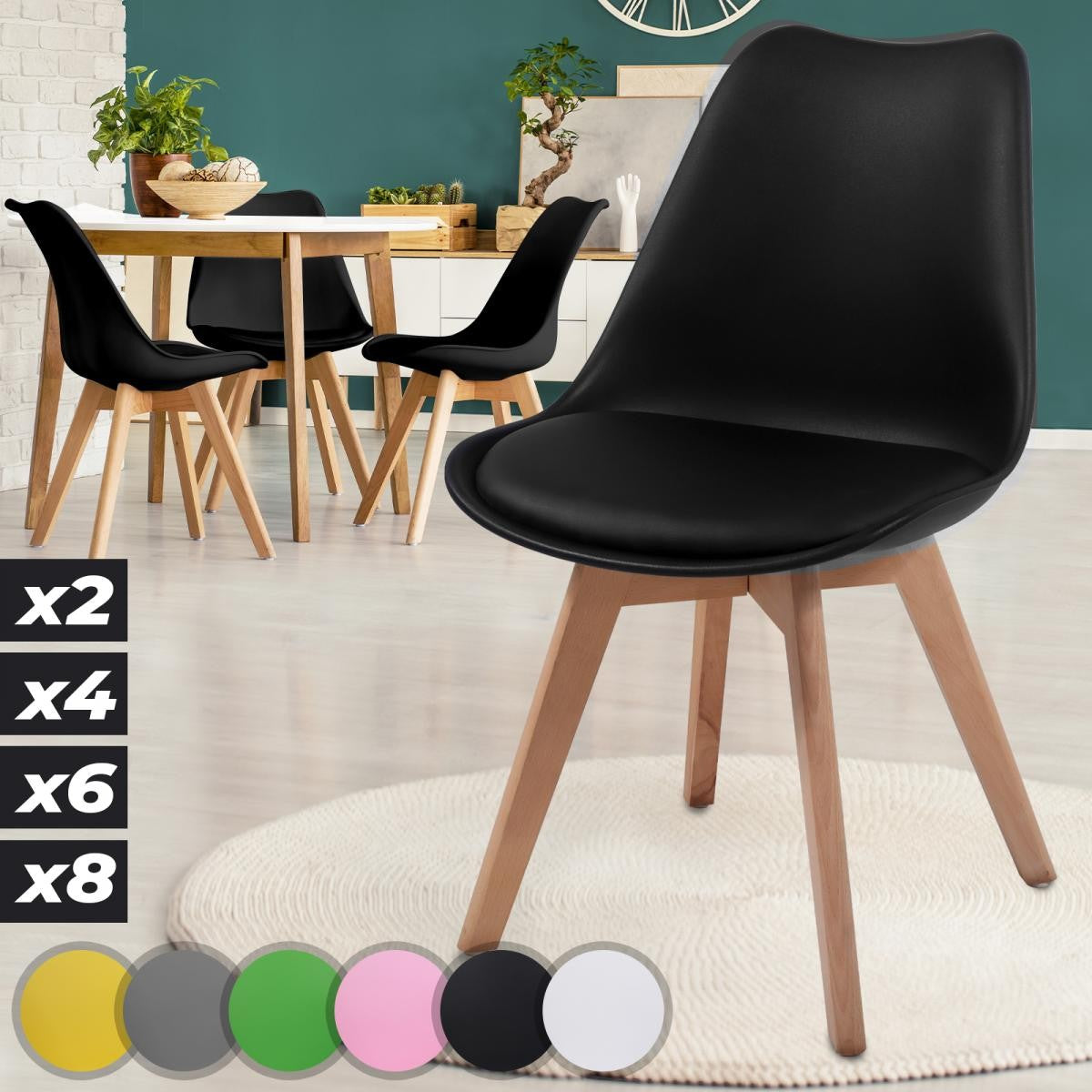 Miadomodo Kuipstoelen Zwart Set van 4