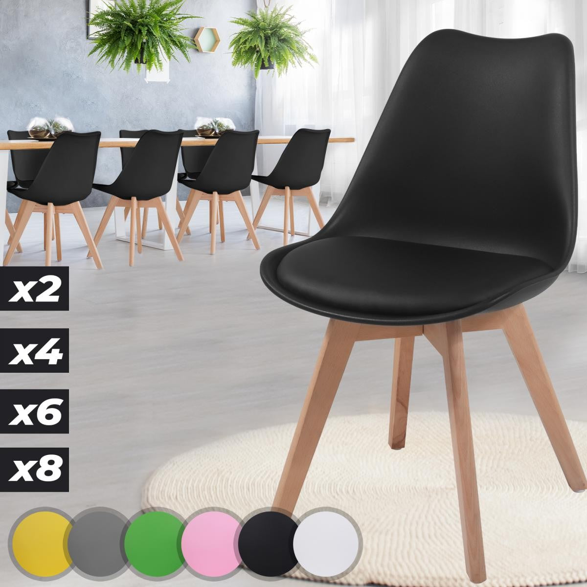 Miadomodo Kuipstoelen Zwart Set van 8