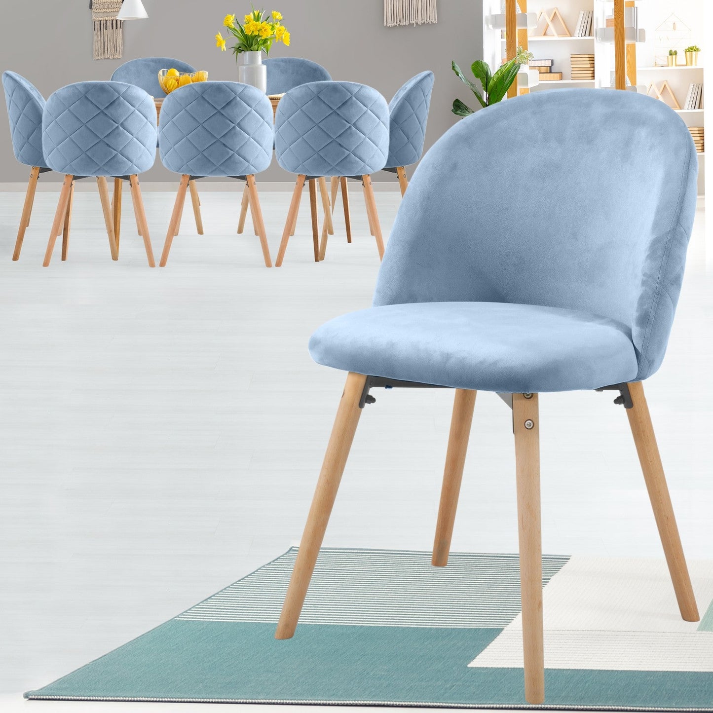 Miadomodo Eetkamerstoelen Turquoise Set van 8