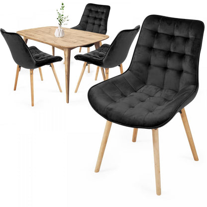 Miadomodo Eetkamerstoelen Zwart Set van 4