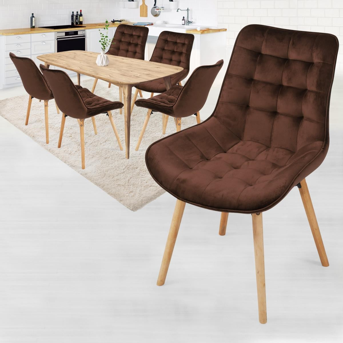 Miadomodo Eetkamerstoelen Bruin Set van 6