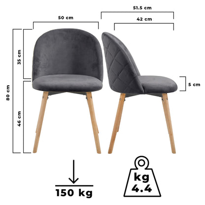 Miadomodo Eetkamerstoelen Donkergrijs Set van 8