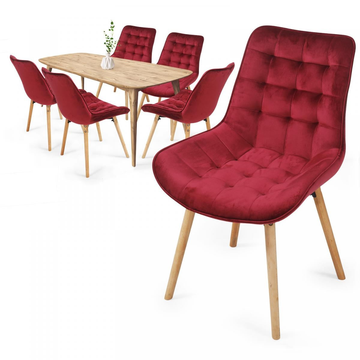 Miadomodo Eetkamerstoelen Donker Rood Set van 6