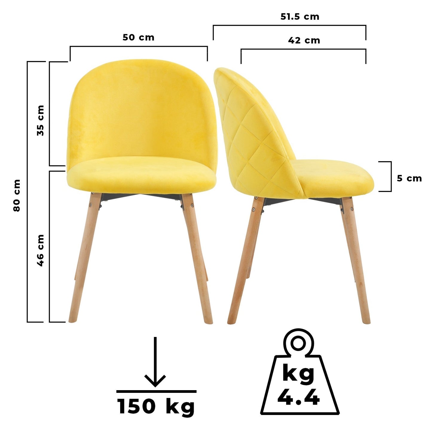 Miadomodo Eetkamerstoelen Geel Set van 8