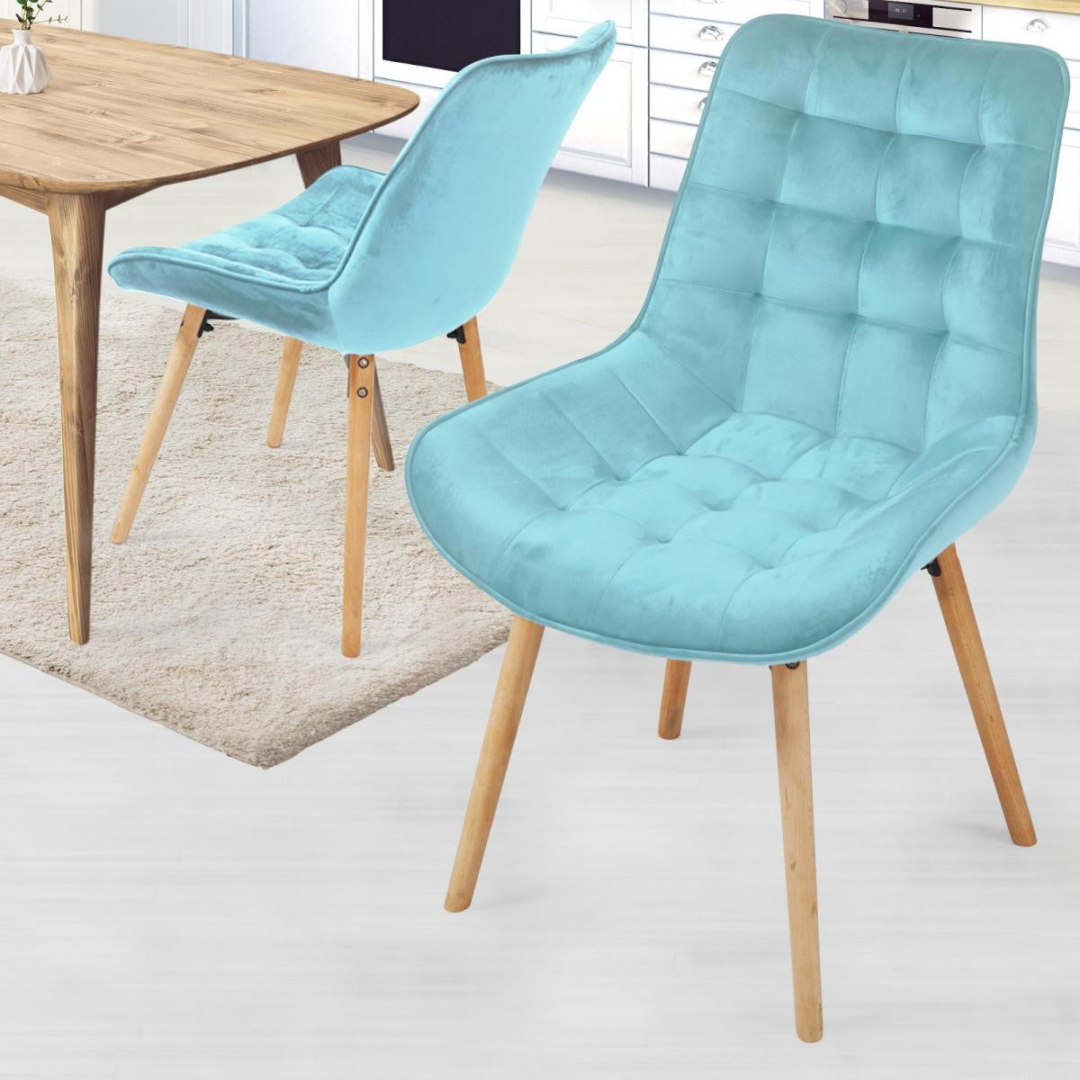 Miadomodo Eetkamerstoelen Turquoise Set van 2