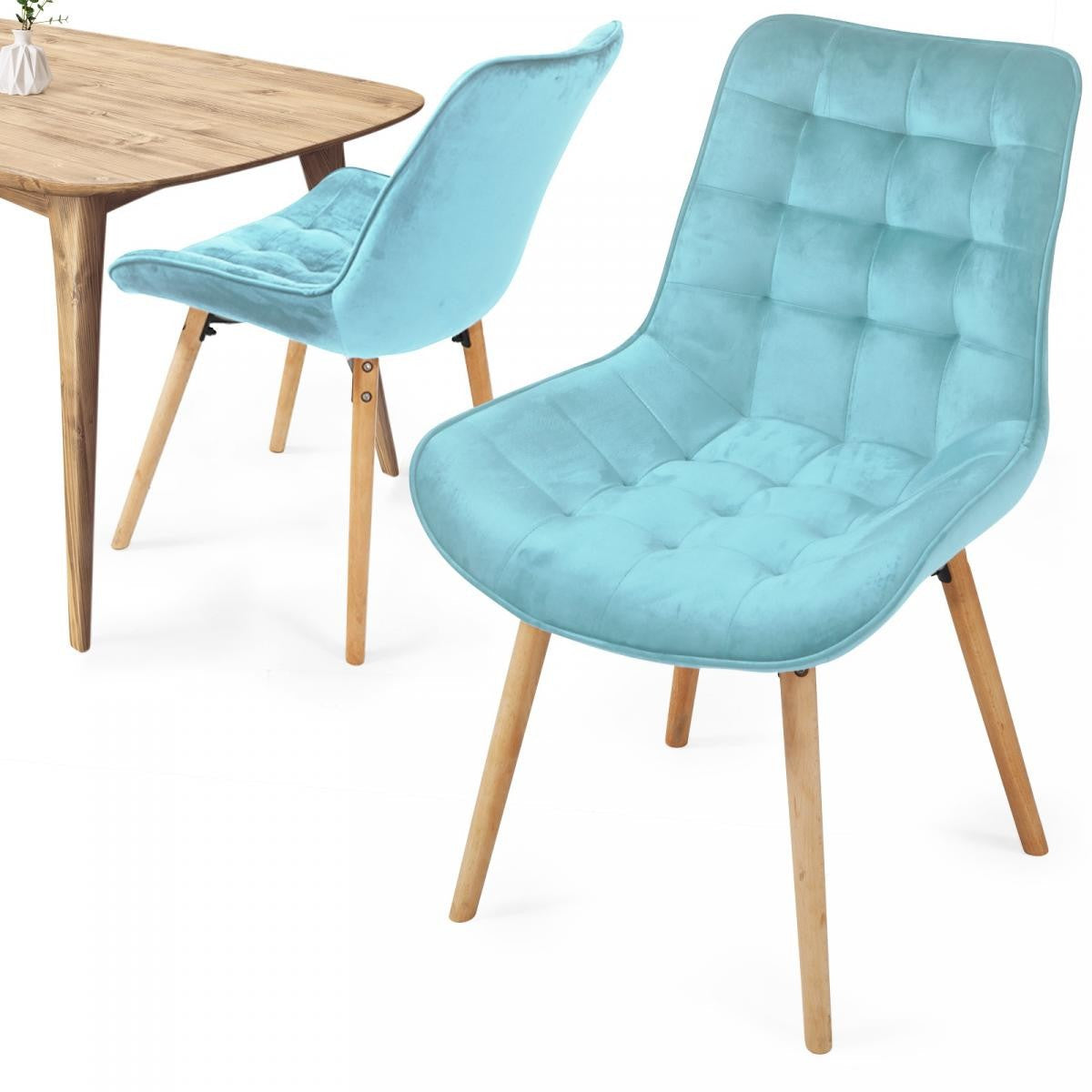 Miadomodo Eetkamerstoelen Turquoise Set van 2