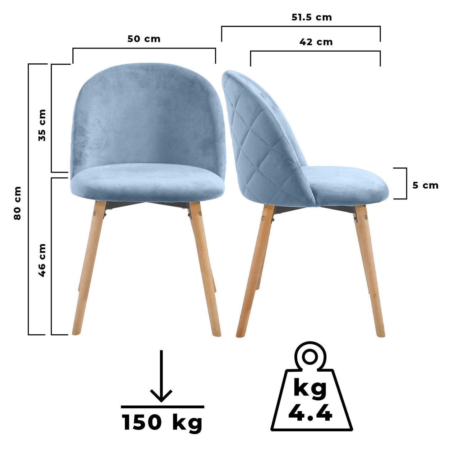 Miadomodo Eetkamerstoelen Turquoise Set van 2